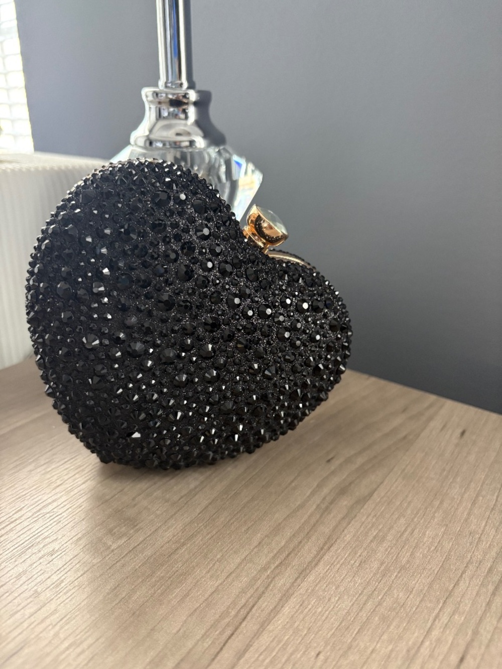 Ramla Heart Shaped Rhinestone Clutch